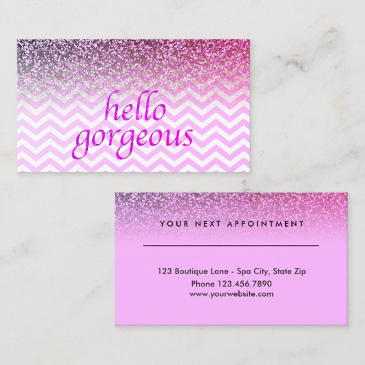 美容院のアポイントメントのこんにちは豪華なシェブロン 予約カード (正面/裏面)
