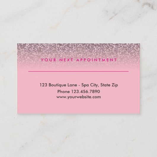 美容院のアポイントメントのこんにちは豪華なピンクの灰色 予約カード (裏面)