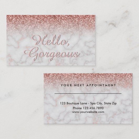 美容院のアポイントメントのこんにちは豪華な大理石 予約カード (正面/裏面)