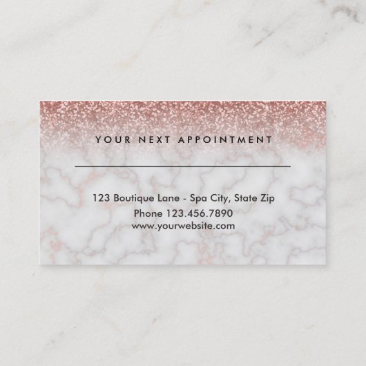 美容院のアポイントメントのこんにちは豪華な大理石 予約カード (裏面)