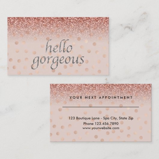 美容院のアポイントメントのこんにちは豪華な水玉模様 予約カード (正面/裏面)