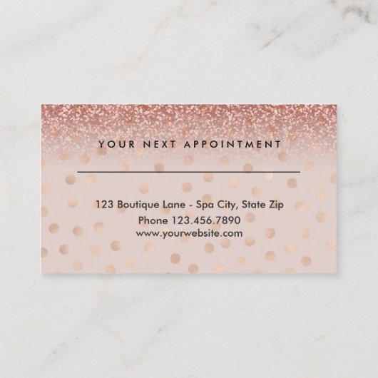 美容院のアポイントメントのこんにちは豪華な水玉模様 予約カード (裏面)