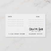 美容院のアポイントメントカード 予約カード (裏面)