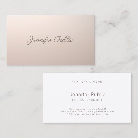 美容院のエステティシャンの手書きの原稿の上品 名刺 (正面/裏面)