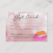 美容院のギフトカード唇及びライトピンク 割引カード (裏面)