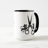美容院のコーヒー・マグw/Blackは/Flowersを切ります マグカップ (正面右)