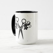 美容院のコーヒー・マグw/Blackは/Flowersを切ります マグカップ (正面左)