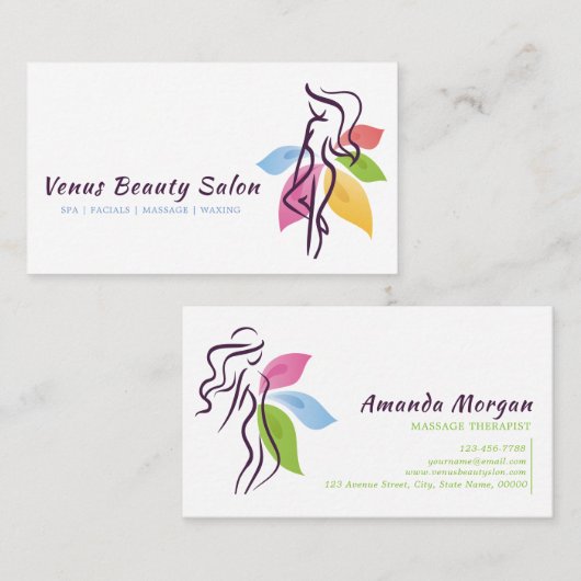 美容院のスパのロゴのデザイン 名刺 (正面/裏面)