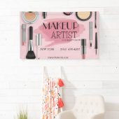 美容院のヘアカット、はさみ、メイクアップアーティスト、モダン 横断幕 (インサイチュ)