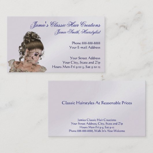 美容院のヘアデザイナーの名刺 名刺 (正面/裏面)