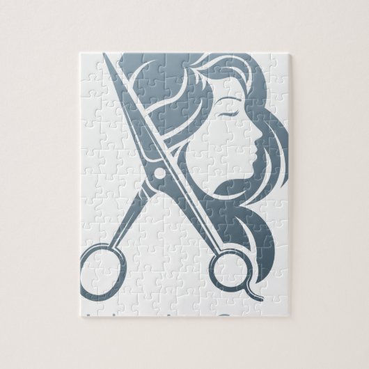 美容院のヘアーサロンは女性の概念を切ります ジグソーパズル (縦)