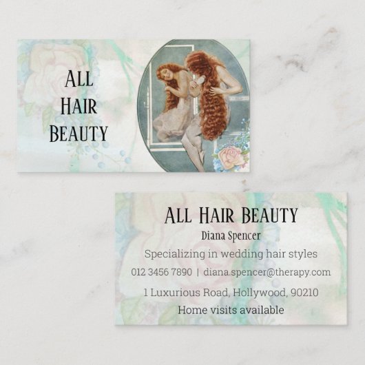 美容院のヘアーサロン 名刺 (正面/裏面)