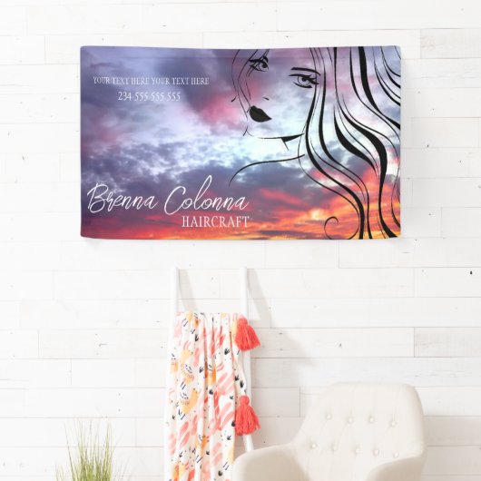 美容院のメイクアップアーティスト、ヘアスタイリスト、エステティシャン 横断幕 (インサイチュ)