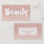 美容院のモダンなタイポグラフィの赤面のばら色の金ゴールド 名刺 (正面/裏面)