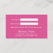 美容院のモダンなピンク及び銀製のスパンコールの紹介 紹介カード (裏面)