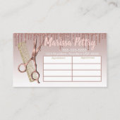 美容院のモダンな美容師のアポイントメントカード 名刺 (裏面)