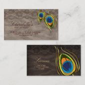 美容院のヴィンテージの孔雀の羽のブラウンのスエード 名刺 (正面/裏面)