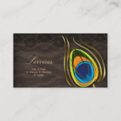 美容院のヴィンテージの孔雀の羽のブラウンのスエード 名刺 (裏面)