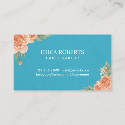 美容院のヴィンテージの花柄のアポイントメント 予約カード (裏面)