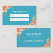 美容院のヴィンテージの花柄のアポイントメント 予約カード (正面/裏面)