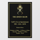 美容院の営業時間 ゴールドハサミ&ブラック ウィンドウサイン (シート)