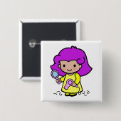 美容院の女の子 缶バッジ (正面&裏面)