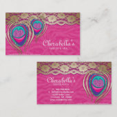 美容院の孔雀の羽のピンクのシマウマのレース2 名刺 (正面/裏面)