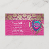 美容院の孔雀の羽のピンクのシマウマのレース2 名刺 (裏面)