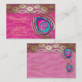 美容院の孔雀の羽のピンクのシマウマのレース 名刺 (正面/裏面)