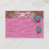 美容院の孔雀の羽のピンクのシマウマのレース 名刺 (裏面)