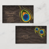 美容院の孔雀の羽のブラウンのスエード 名刺 (正面/裏面)