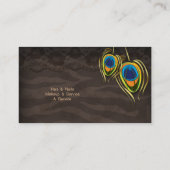 美容院の孔雀の羽のブラウンのスエード 名刺 (裏面)