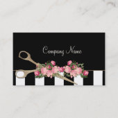 美容院の毛のスタジオのバラのストライプのファッション 名刺 (正面)