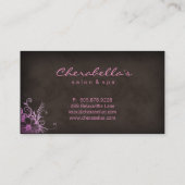 美容院の花の名刺のピンクブラウン 名刺 (裏面)