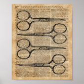 美容院の鋏ヴィンテージイラストレーション ポスター (正面)