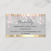 美容院はさみピンクコイフールメイクアップアーティスト 名刺 (裏面)