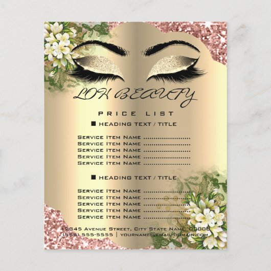 美容院まつげメイクアップアーティスト価格表 チラシ (裏面)