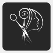 美容院サロン理容師ショップのロゴ スクエアシール (正面)