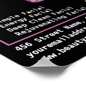 美容院サービス価格リスト モダン ブラック ピンク ポスター (角)