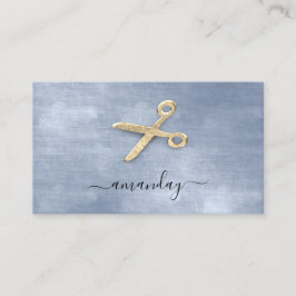 美容院スタイリスト黄金はさみブルー 名刺