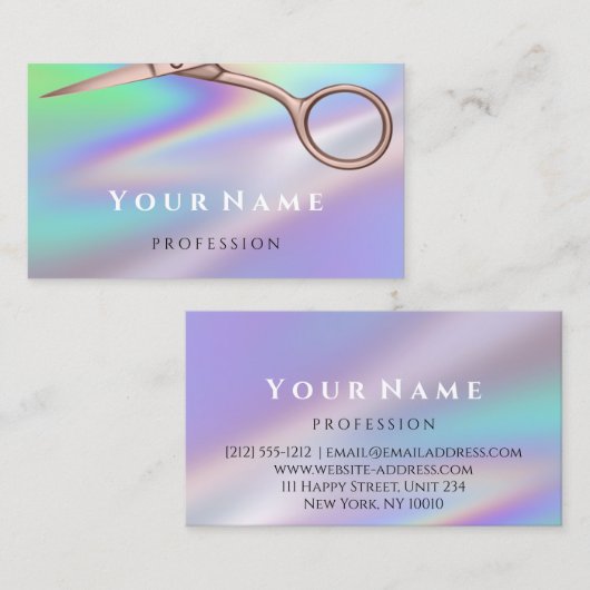 美容院スタイル鋏バラ自筆証書 名刺 (正面/裏面)