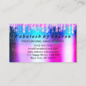 美容院メイクアップまつげピンクルクス垂れ下がり鋏 名刺 (裏面)