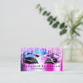 美容院メイクアップまつげピンクルクス垂れ下がり鋏 名刺 (スタンド正面)