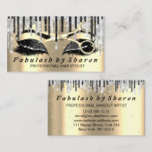 美容院メイクアップまつ毛金ゴールドハサミ 名刺 (正面/裏面)