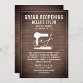 美容院再開の木材 招待状 (正面/裏面)