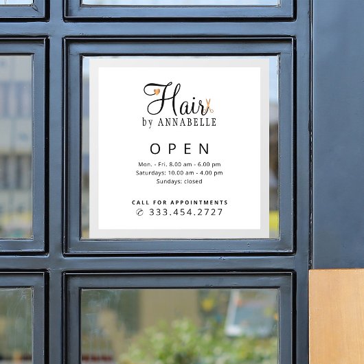 美容院名 開店時間 デカール ウィンドウサイン