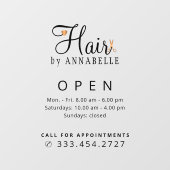 美容院名 開店時間 デカール ウィンドウサイン (シート)