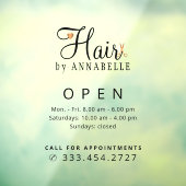美容院名 開店時間 デカール ウィンドウサイン (シート3)