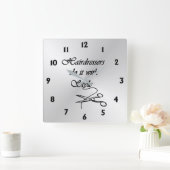 美容院12の数 スクエア壁時計 (ホーム)