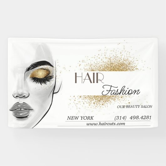 美容院　ヘアカット　ハサミ　美容師　モダン 横断幕 (横)